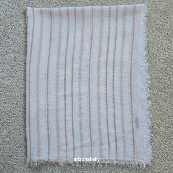 J. Crew Accessories - J. Crew Linen Cotton Sarong Scarf White Tan Stripes